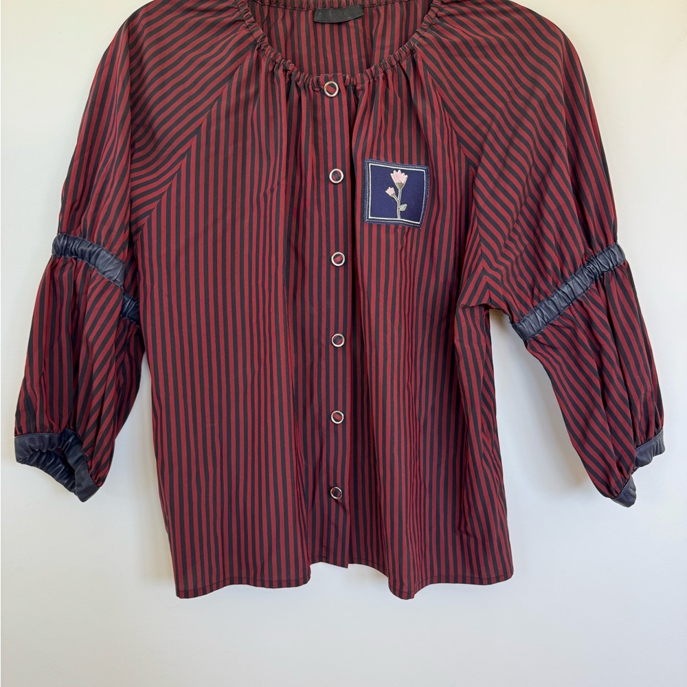 Stiped Silk Boxy Blouse
